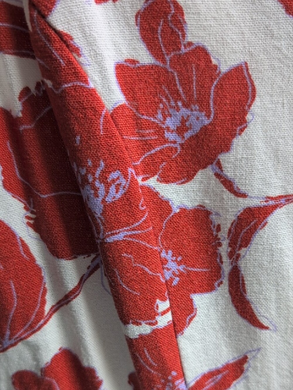 Monteau White Linen Blend Midi Dress with orange Floral Print M - Picture 4 of 4